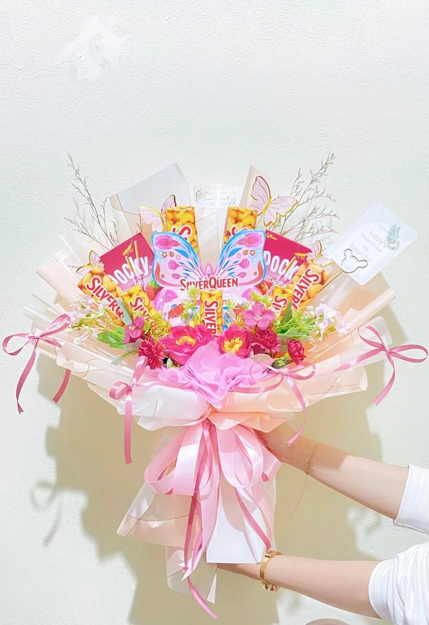 Sweet Butterfly SilverQueen & Pocky Bouquet