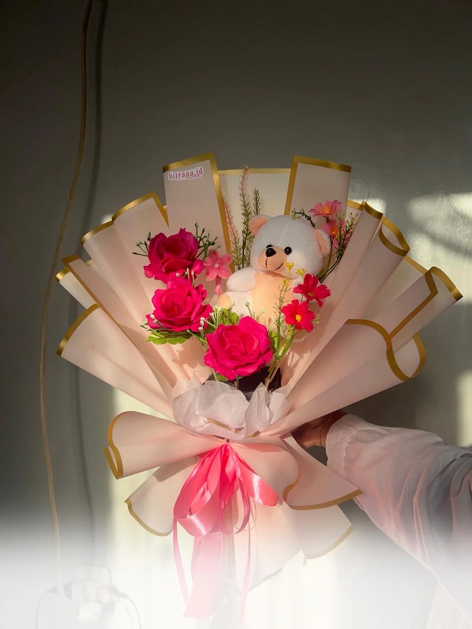  Bouquet The Graduation Teddy & Fuchsia Rose